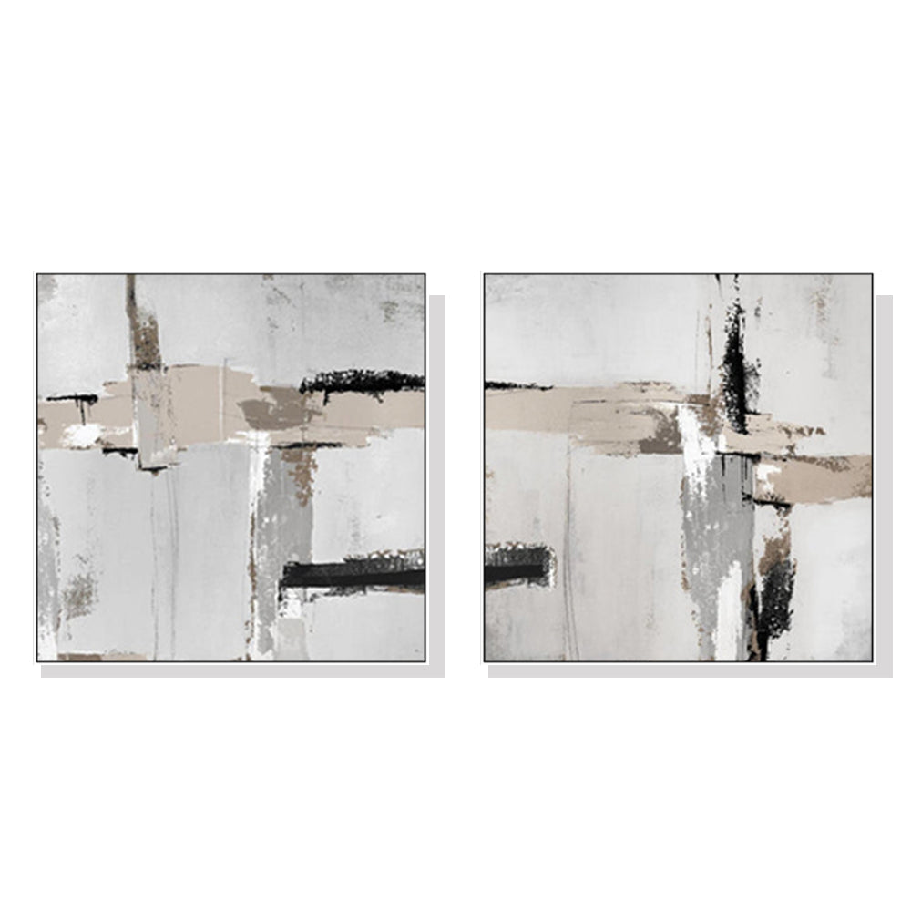 60cmx60cm-neutral-abstract-2-sets-white-frame-canvas-wall-art www.mallsonline.com.au