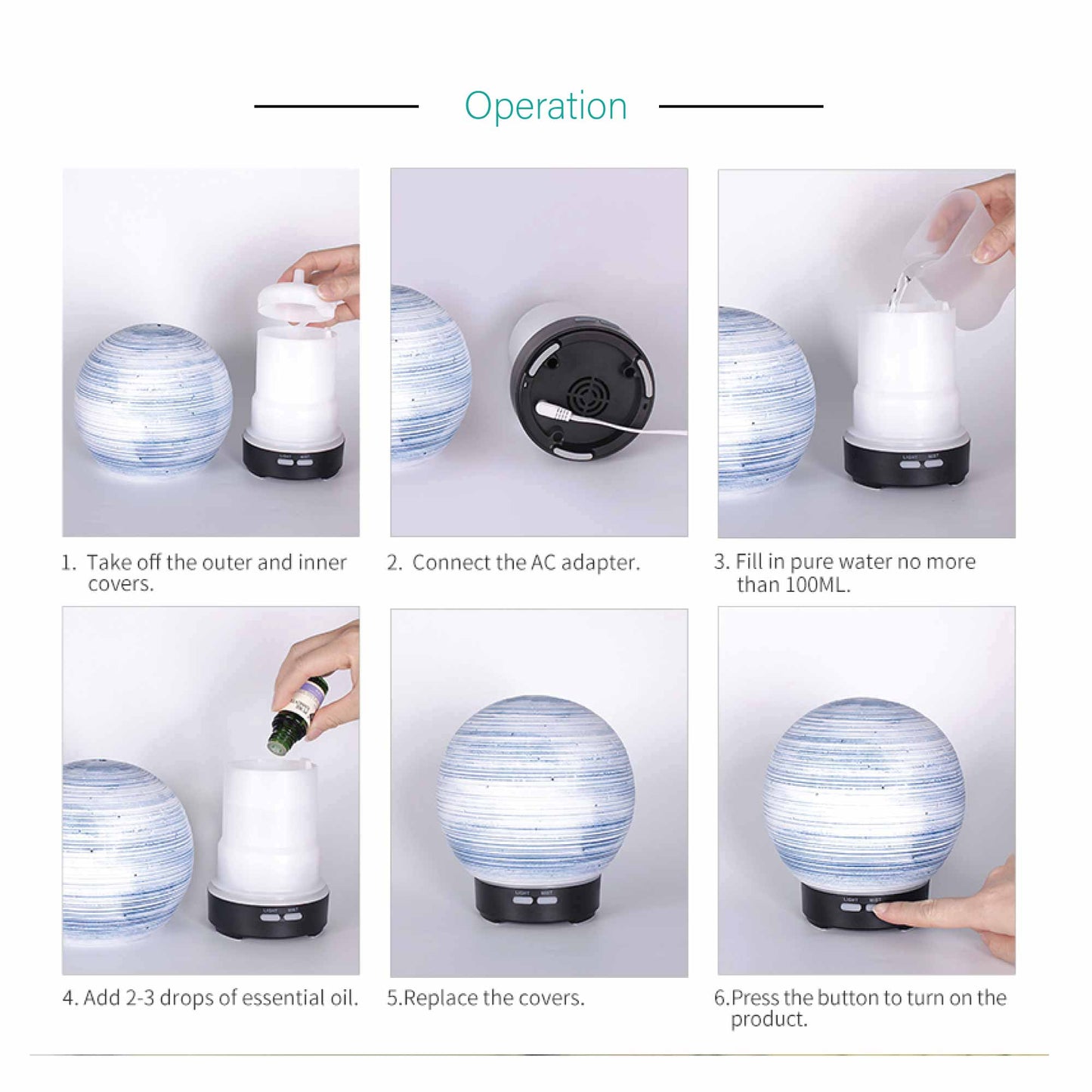 essential-oil-aroma-diffuser-100ml-ball-aromatherapy-ultrasonic-humidifier www.mallsonline.com.au