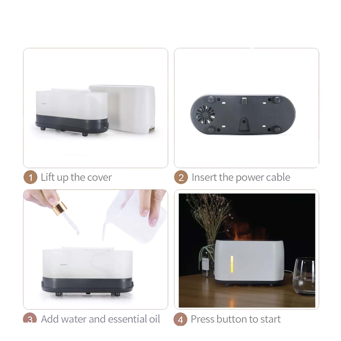 essential-oil-aroma-diffuser-and-remote-grey-240ml-flame-fire-style-air-humidifier www.mallsonline.com.au