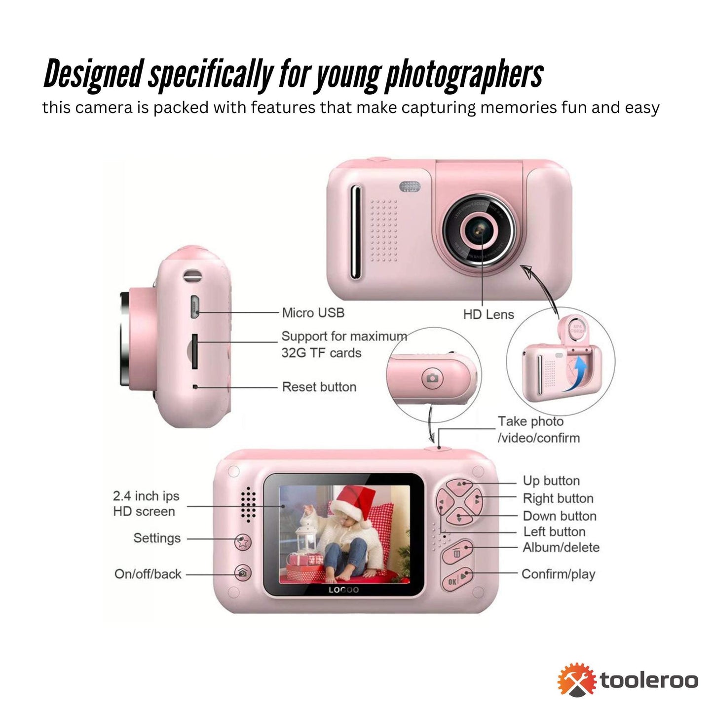 kids-hd-digital-camera-pink-childrens-selfie-photo-video-2-4-inch-screen www.mallsonline.com.au