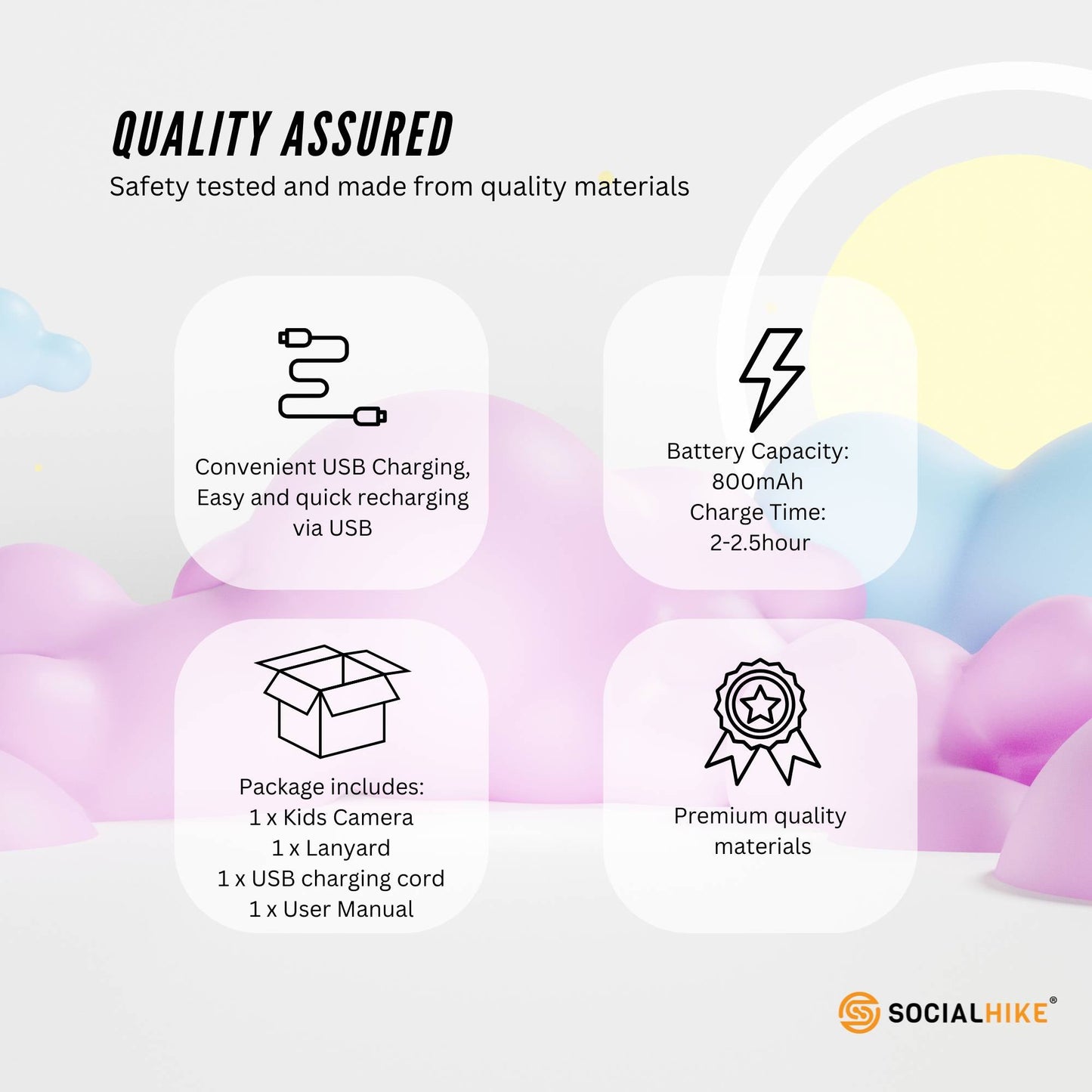 Kids HD Digital Camera Blue - Children's Selfie Photo Video 2.4 Inch Screen