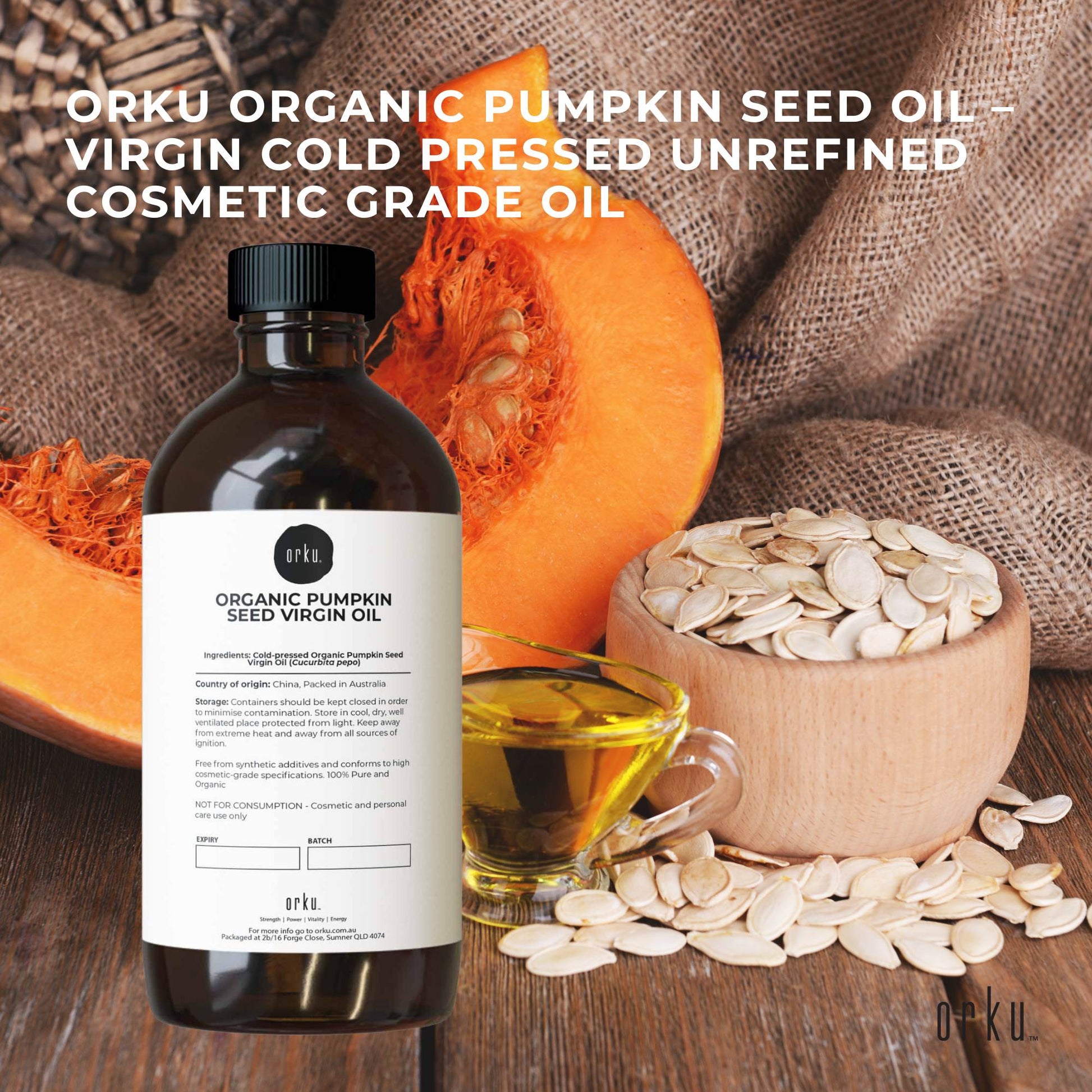 Orku 500ml Organic Pumpkin Seed Oil – Virgin Cold Pressed Unrefined Cosmetic Gr.