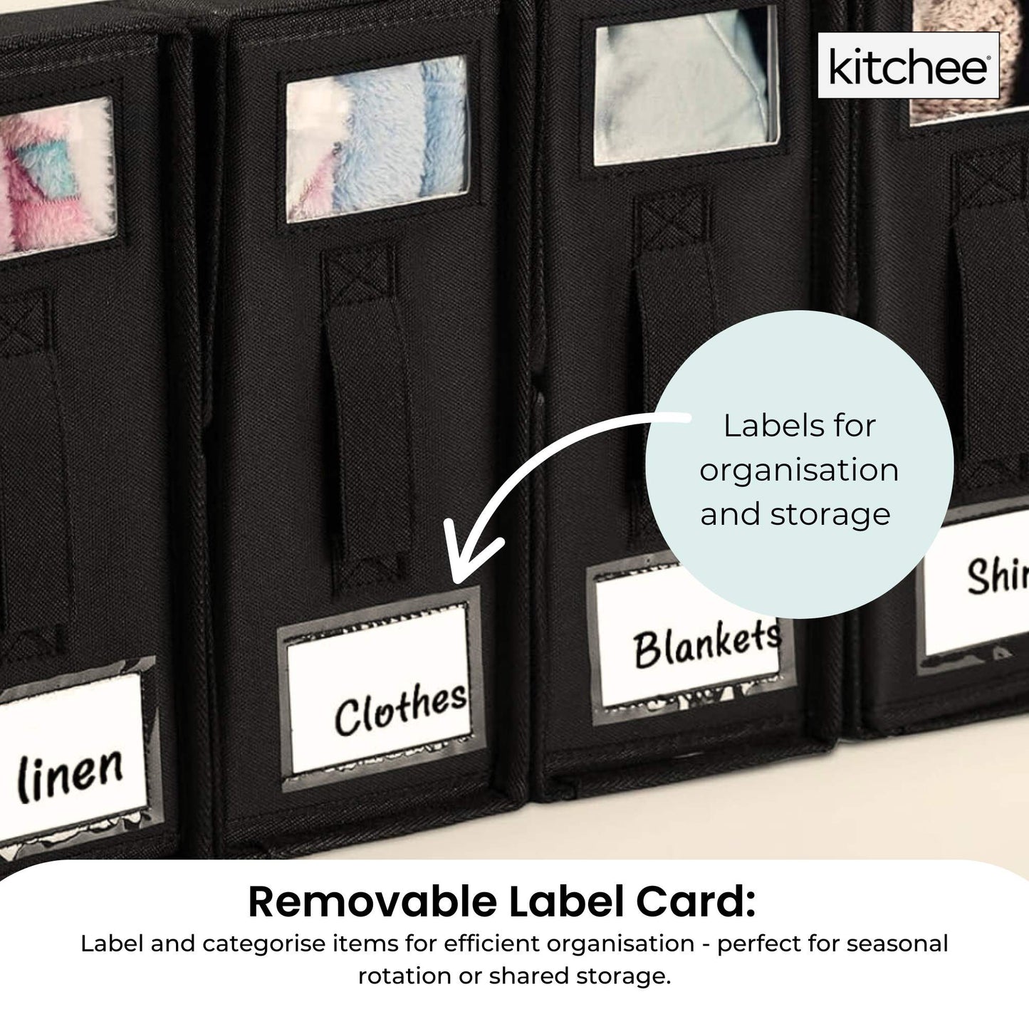 4x Kitchee Foldable Bed Sheet Storage Box Linen & Closet Organiser Black