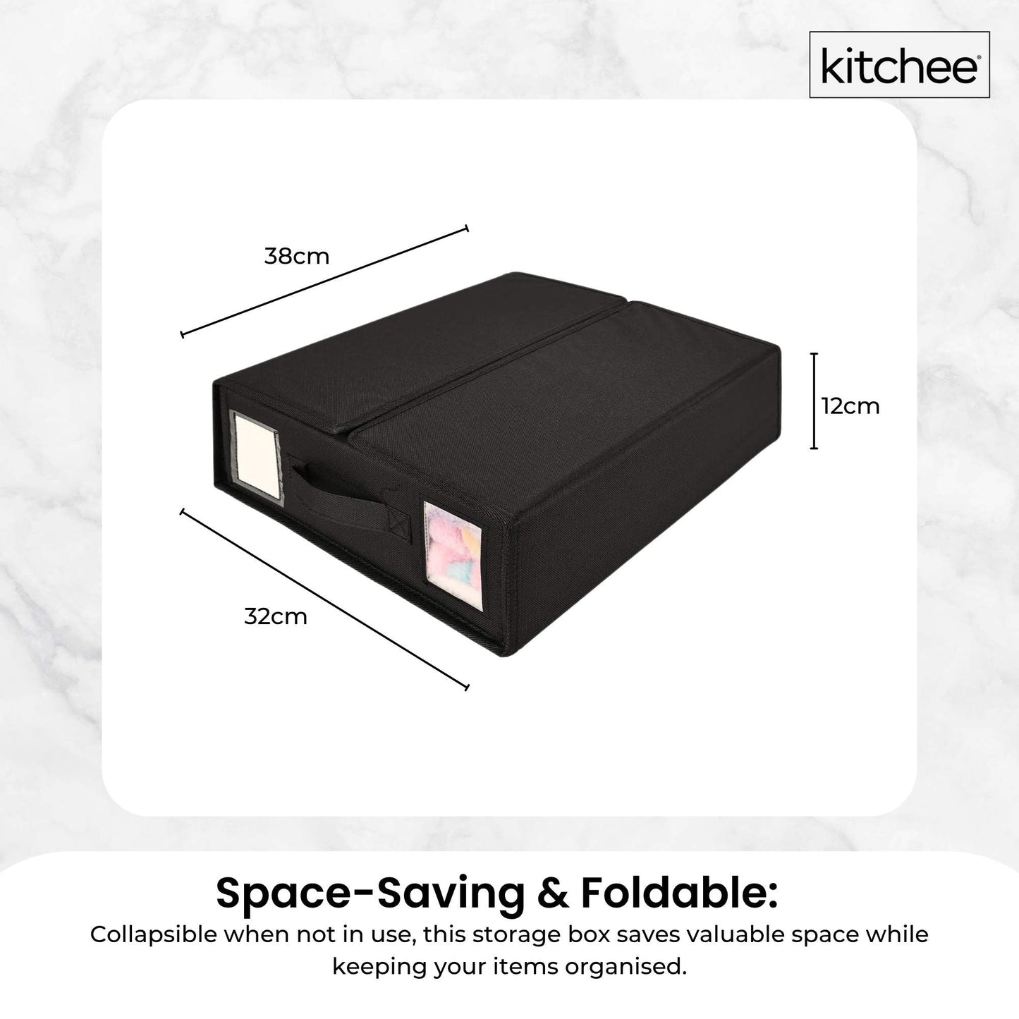 4x Kitchee Foldable Bed Sheet Storage Box Linen & Closet Organiser Black