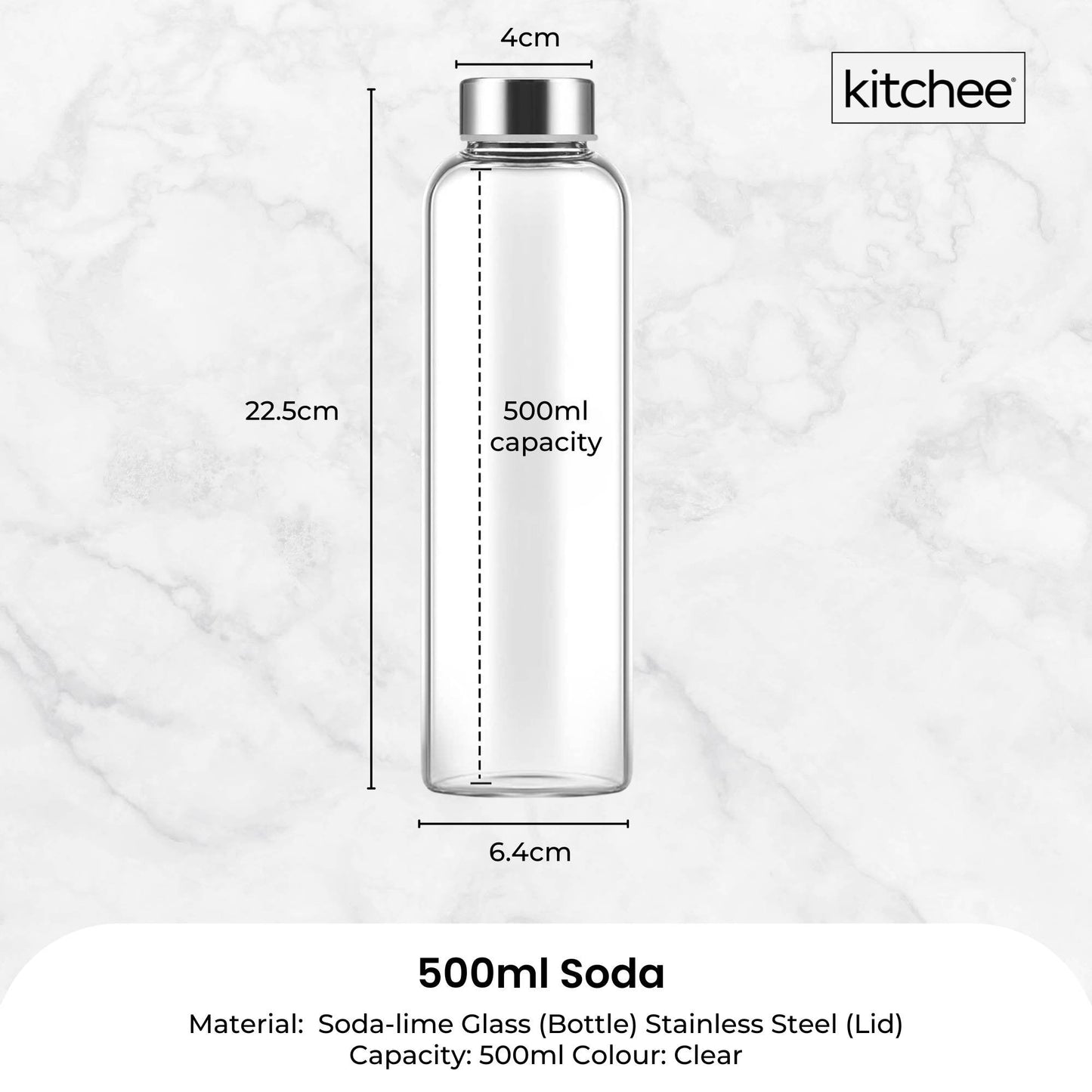 kitchee-500ml-glass-water-bottle-with-stainless-steel-lid-set-of-6-drink-bottles