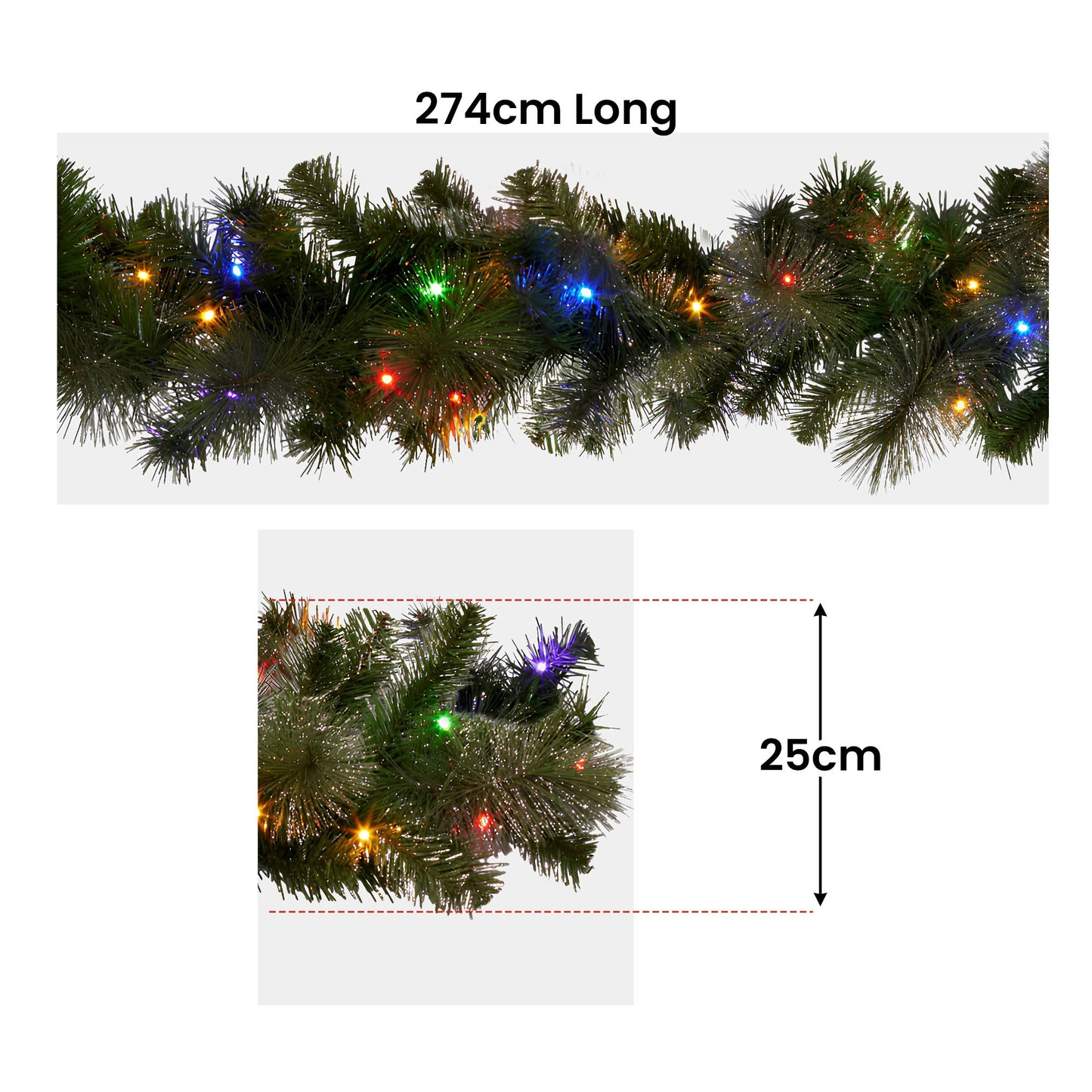 Christabelle 2.7m Christmas Garland with LED Lights Glittery Gold Pine Mantle Decoration Ornament