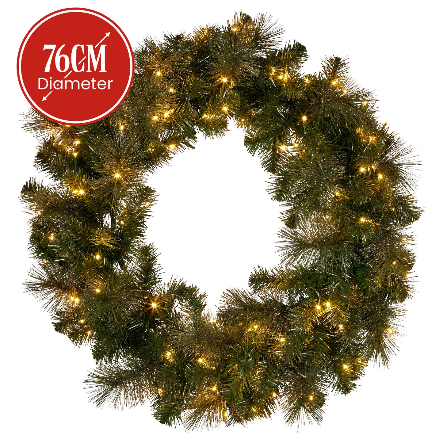 Christabelle 76cm Split Christmas Wreath with LED Lights for Double Front Doors Decoration