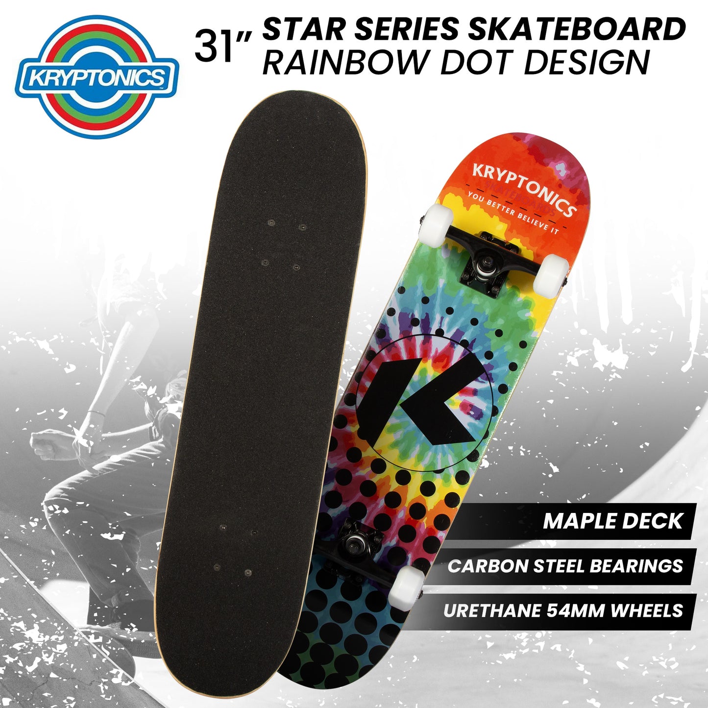 kryptonics-31-inch-star-series-complete-skateboard-rainbow-dot www.mallsonline.com.au