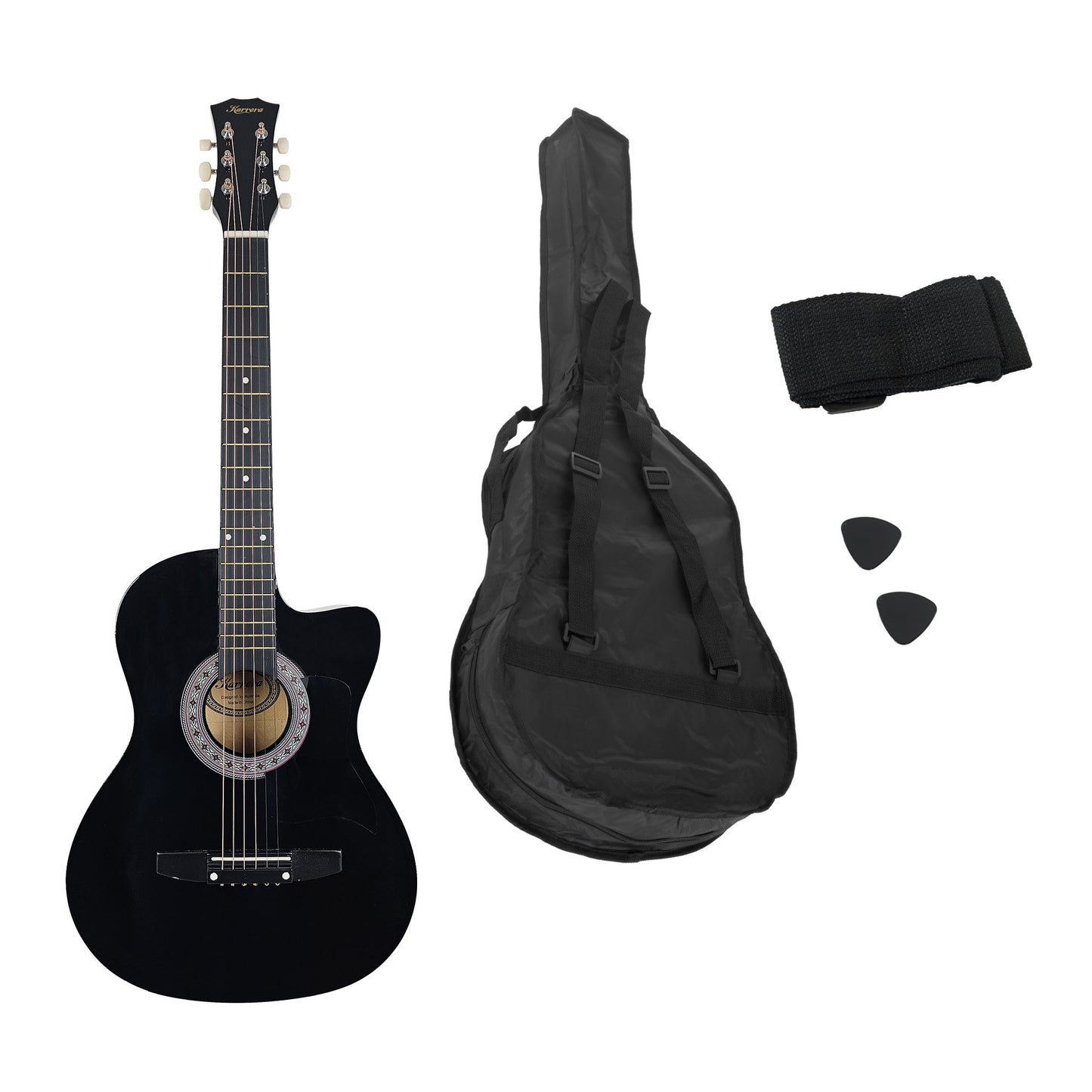 karrera-38in-cutaway-acoustic-guitar-with-guitar-bag-black at www.mallsonline.com.au
