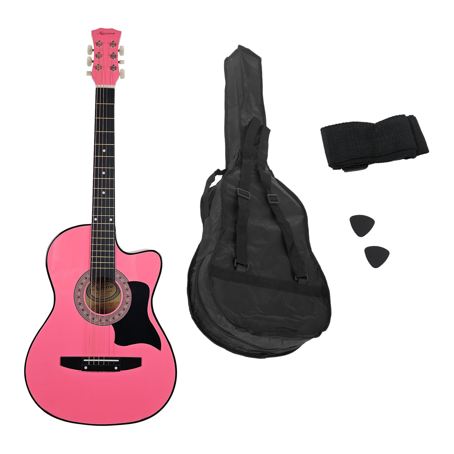 karrera-38in-cutaway-acoustic-guitar-with-guitar-bag-pink at www.mallsonline.com.au