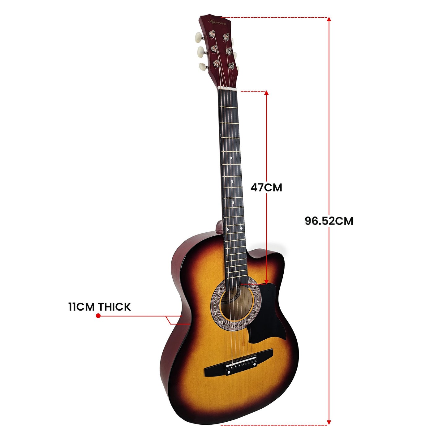 karrera-38in-pro-cutaway-acoustic-guitar-with-bag-strings-sun-burst at www.mallsonline.com.au