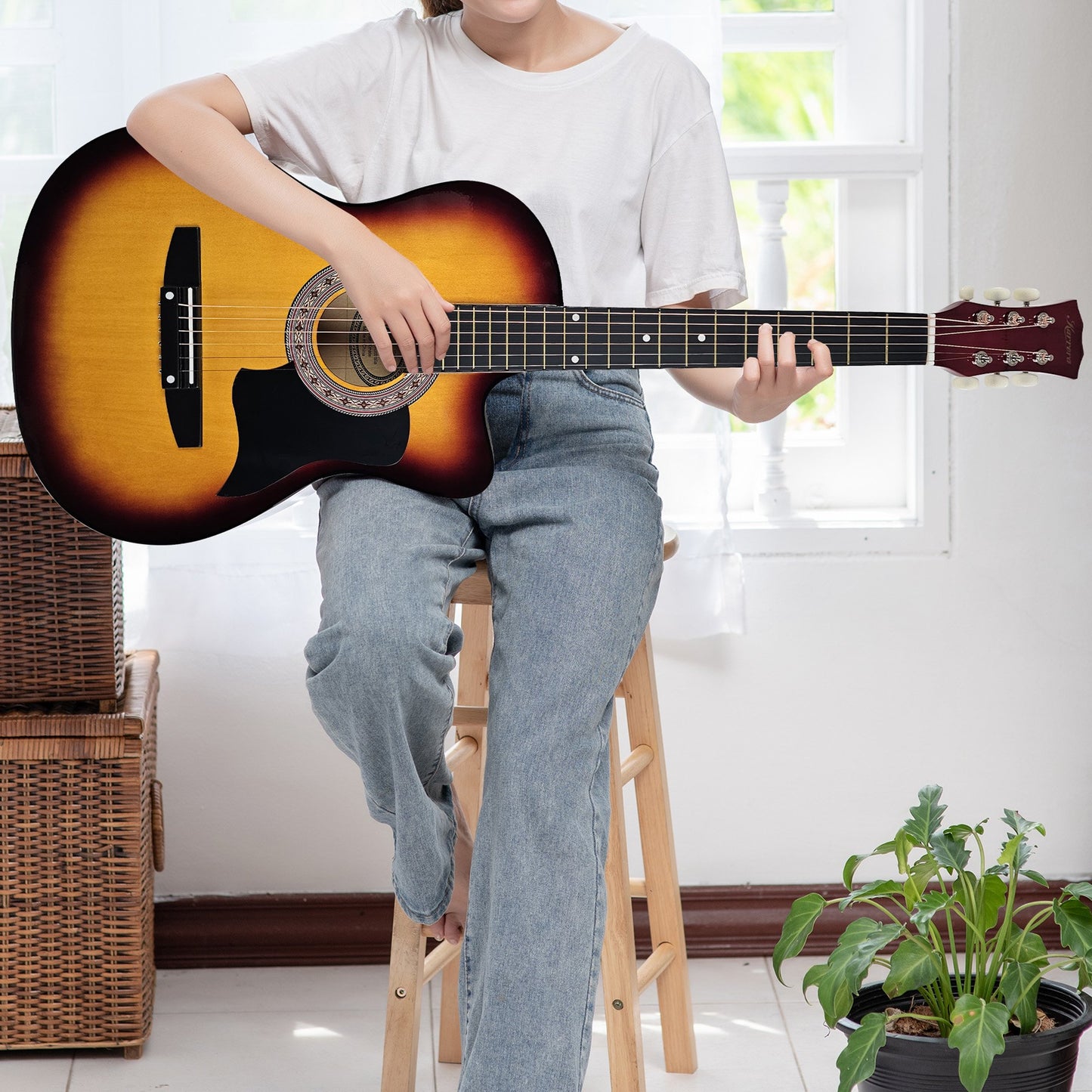 karrera-38in-pro-cutaway-acoustic-guitar-with-bag-strings-sun-burst at www.mallsonline.com.au