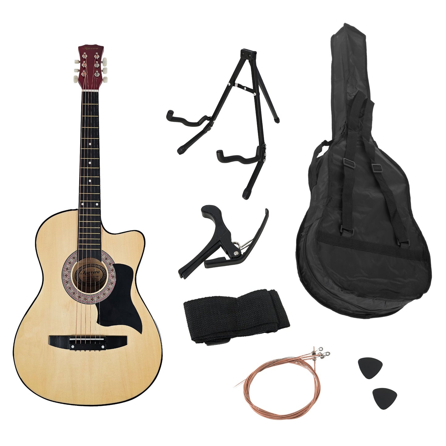 karrera-38in-pro-cutaway-acoustic-guitar-with-guitar-bag-natural at www.mallsonline.com.au