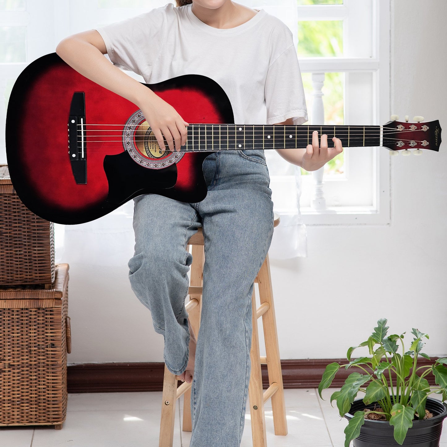 karrera-38in-pro-cutaway-acoustic-guitar-with-guitar-bag-red-burst at www.mallsonline.com.au