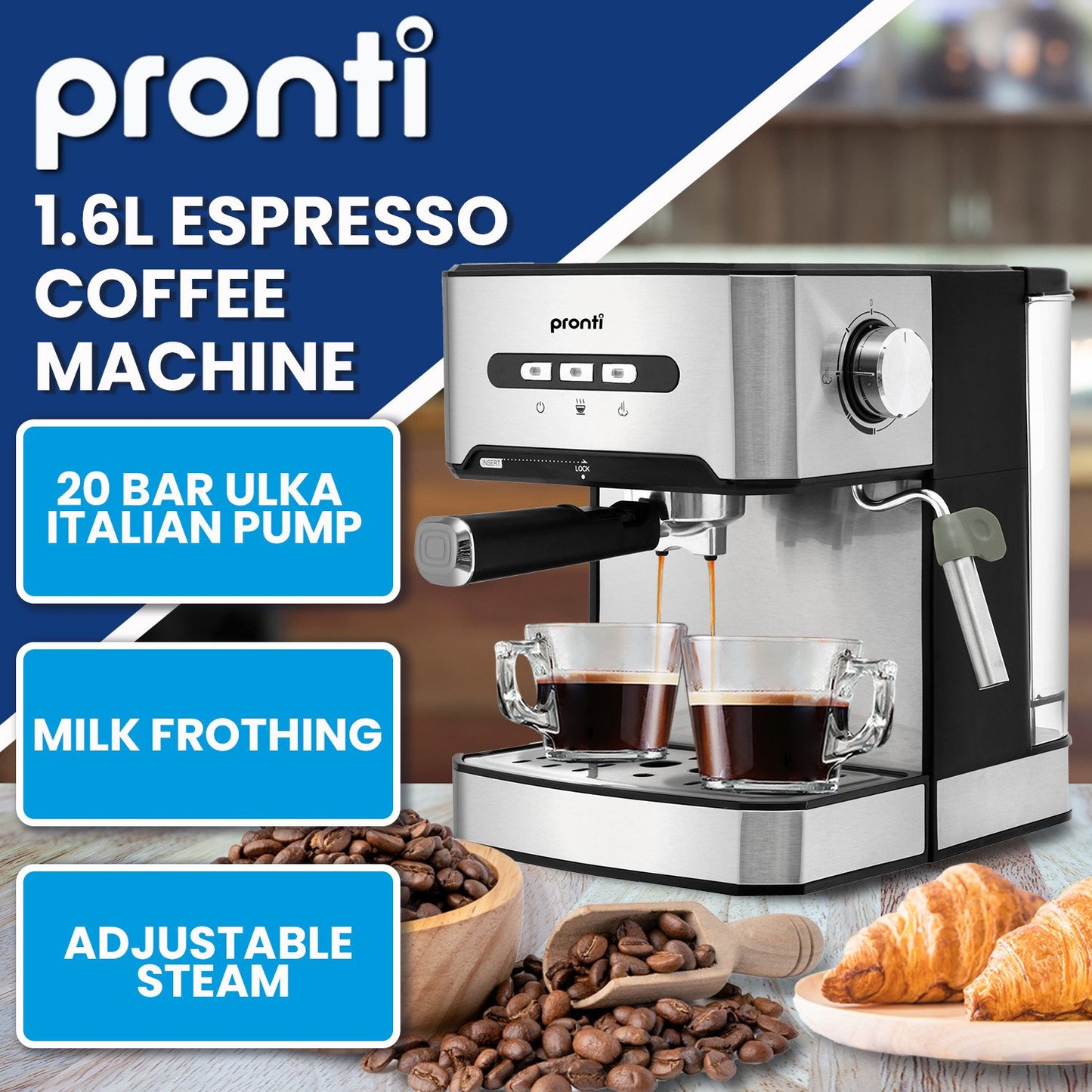 pronti-1-6l-automatic-coffee-espresso-machine-with-steam-frother www.mallsonline.com.au
