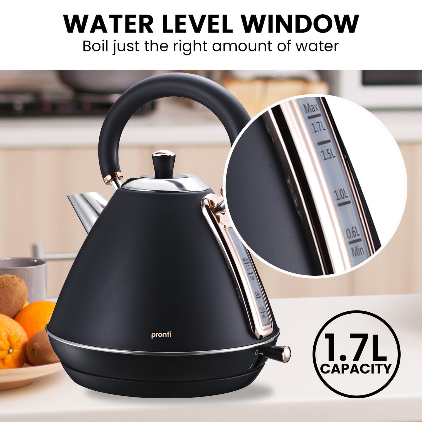 pronti-1-7l-rose-trim-collection-kettle-black at www.mallsonline.com.au