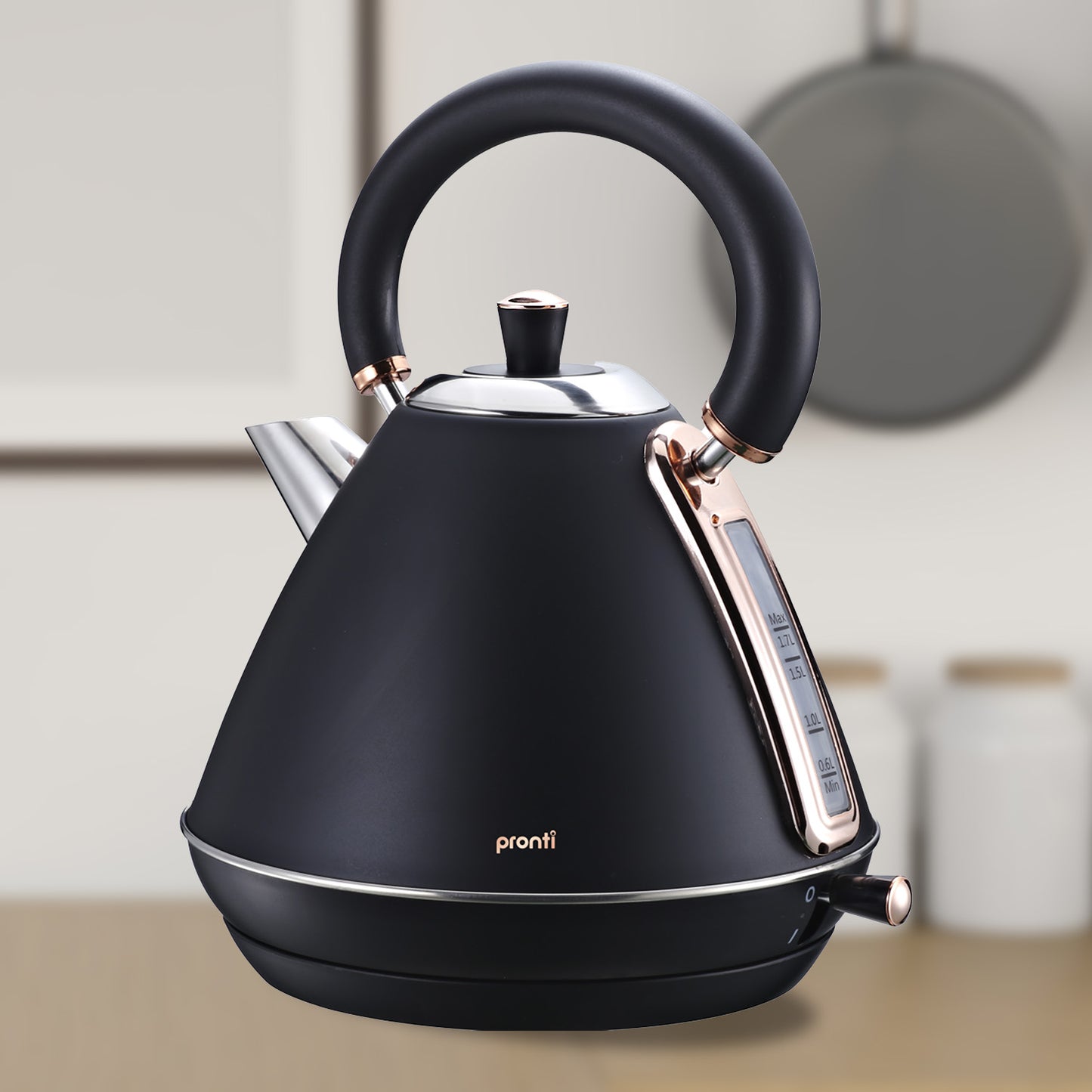 pronti-1-7l-rose-trim-collection-kettle-black at www.mallsonline.com.au