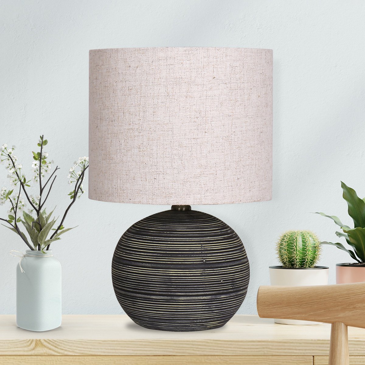 sarantino-ceramic-table-lamp-with-striped-pattern-in-antique-black www.mallsonline.com.au