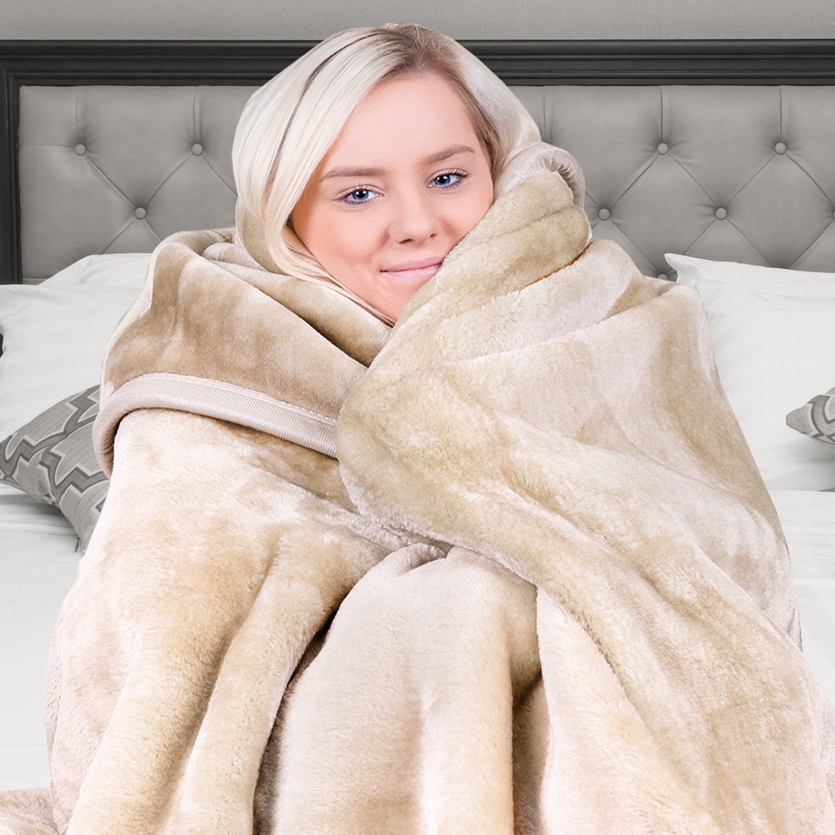 laura-hill-mink-blanket-double-sided-600gsm-queen-size-beige at www.mallsonline.com.au