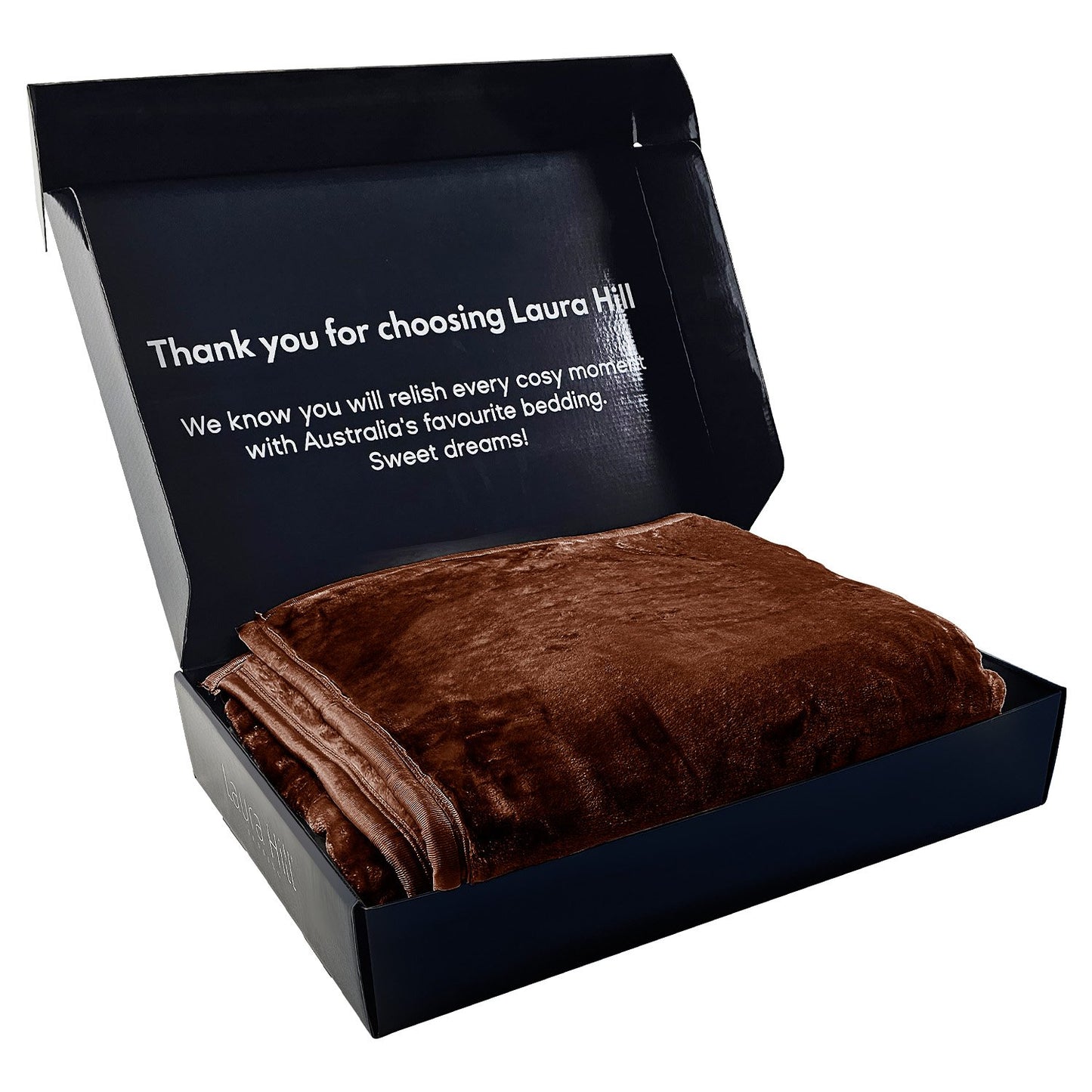 laura-hill-faux-mink-blanket-800gsm-heavy-double-sided-chocolate at www.mallsonline.com.au