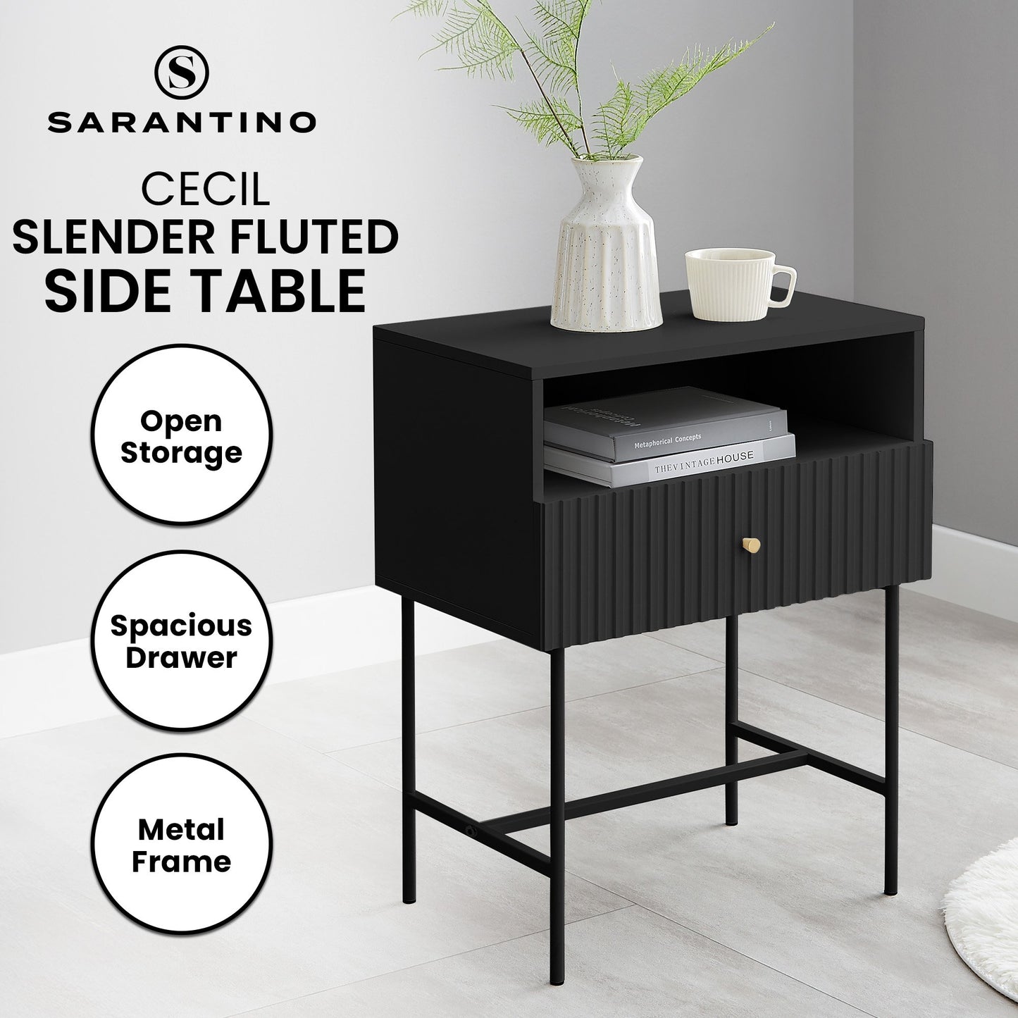 sarantino-cecil-slender-fluted-bedside-table-in-black www.mallsonline.com.au