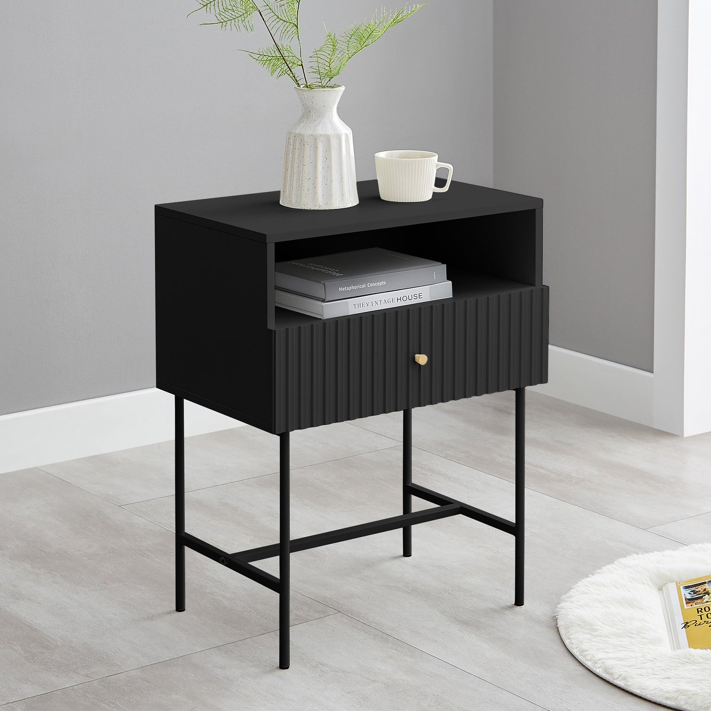 sarantino-cecil-slender-fluted-bedside-table-in-black www.mallsonline.com.au