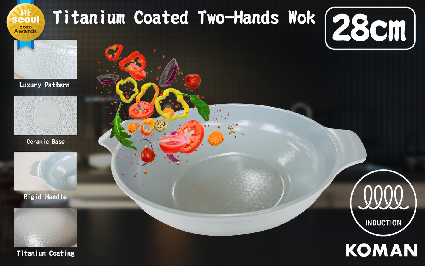 koman-28cm-grey-shinewon-vinch-ih-two-hands-wok-non-stick-induction-titanium-ceramic www.mallsonline.com.au