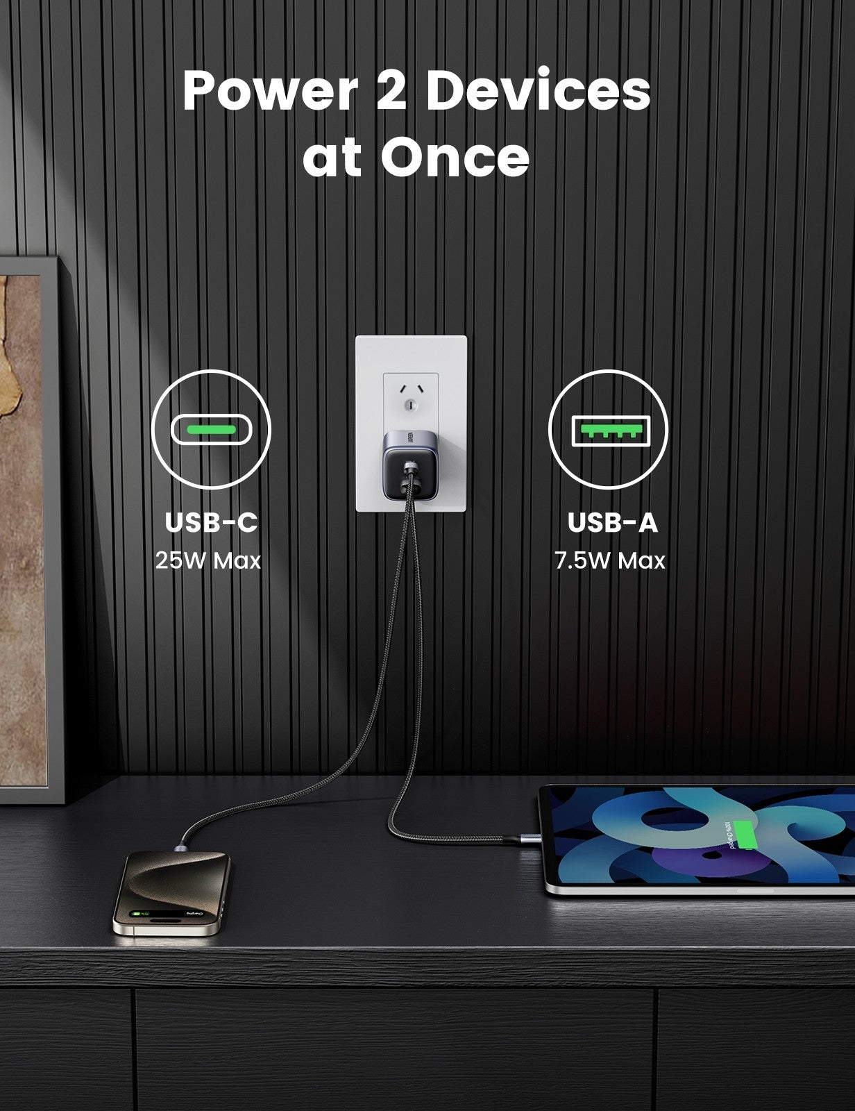 ugreen-25112a-nexode-35w-dual-ports-gan-wall-power-charger www.mallsonline.com.au