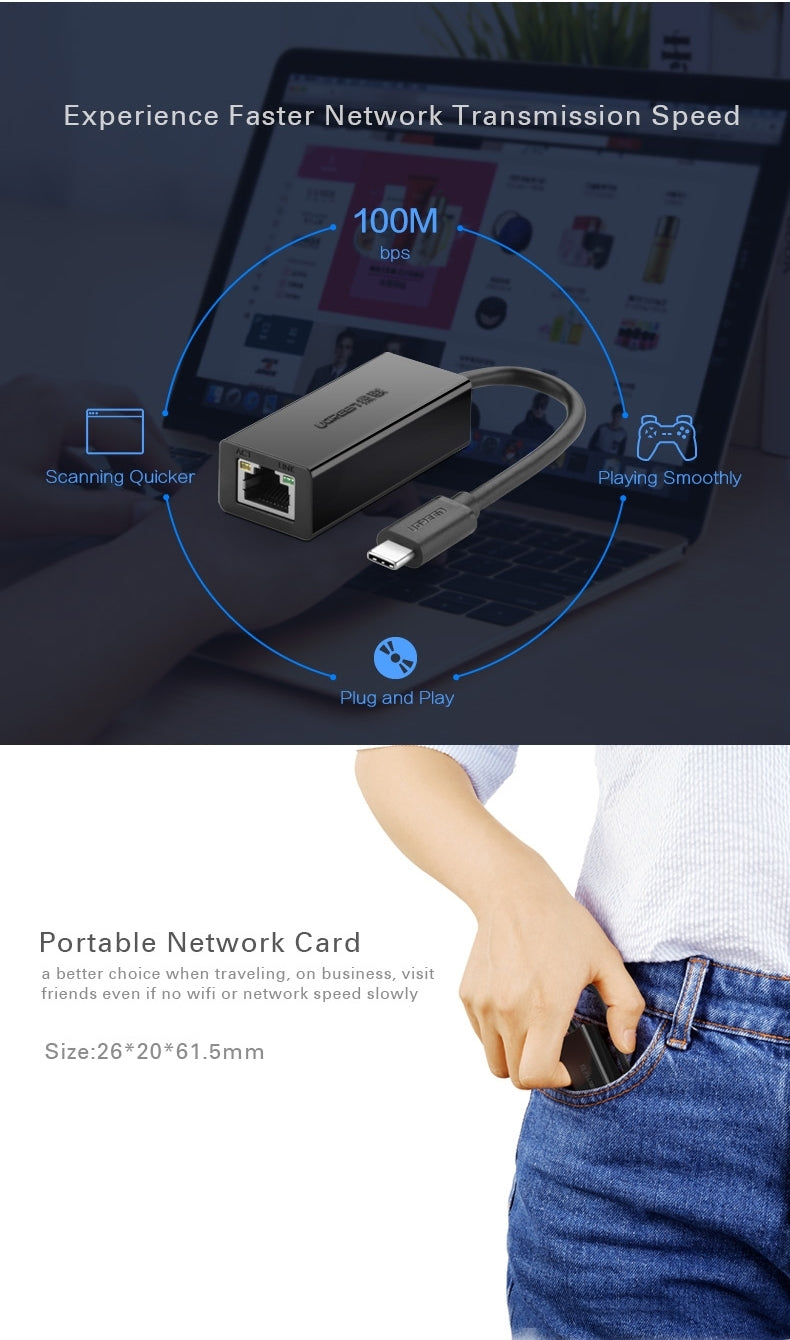 ugreen-30287-usb-c-10-100mbps-ethernet-adapter www.mallsonline.com.au