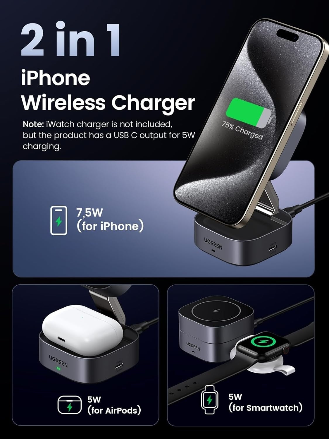 ugreen-35278-2-in-1-magsafe-wireless-charger-with-stand www.mallsonline.com.au