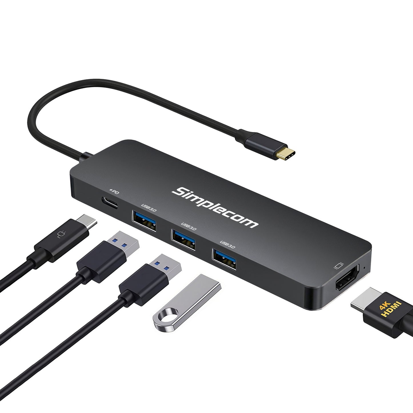 simplecom-ch545-usb-c-5-in-1-multiport-adapter-docking-station-with-3-port-usb-3-0-hub-pd-hdmi www.mallsonline.com.au