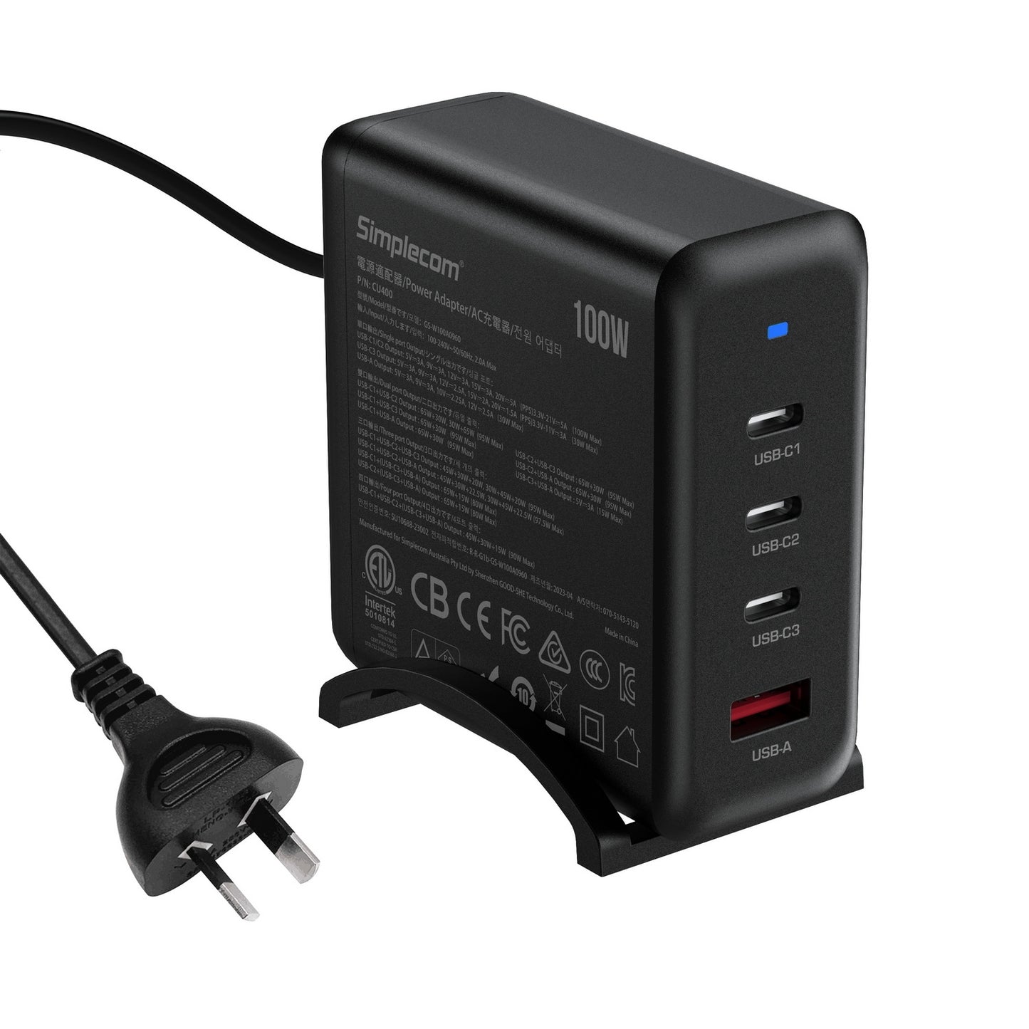 simplecom-cu400-4-port-pd-100w-gan-fast-charger-3xusb-c-usb-a-for-phone-tablet-laptop www.mallsonline.com.au