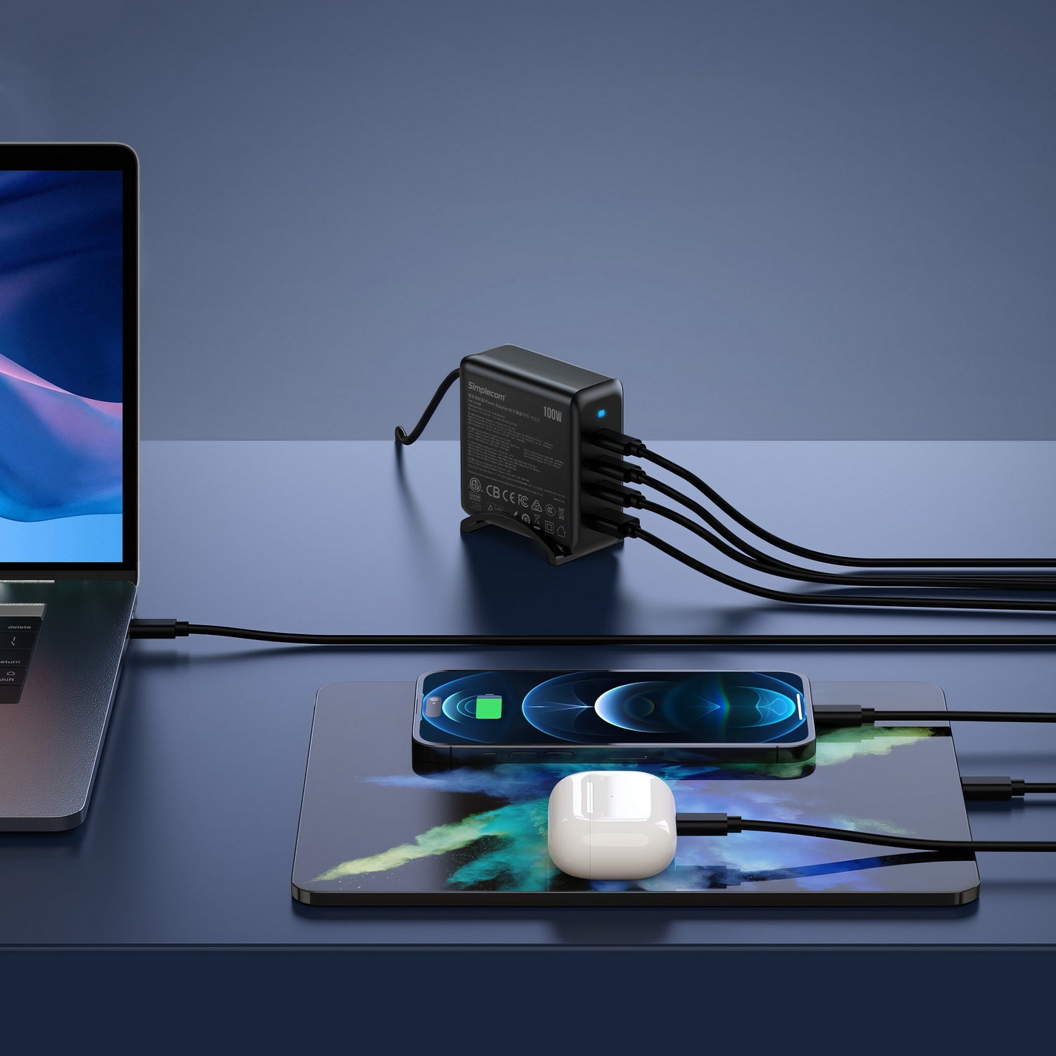 simplecom-cu400-4-port-pd-100w-gan-fast-charger-3xusb-c-usb-a-for-phone-tablet-laptop www.mallsonline.com.au