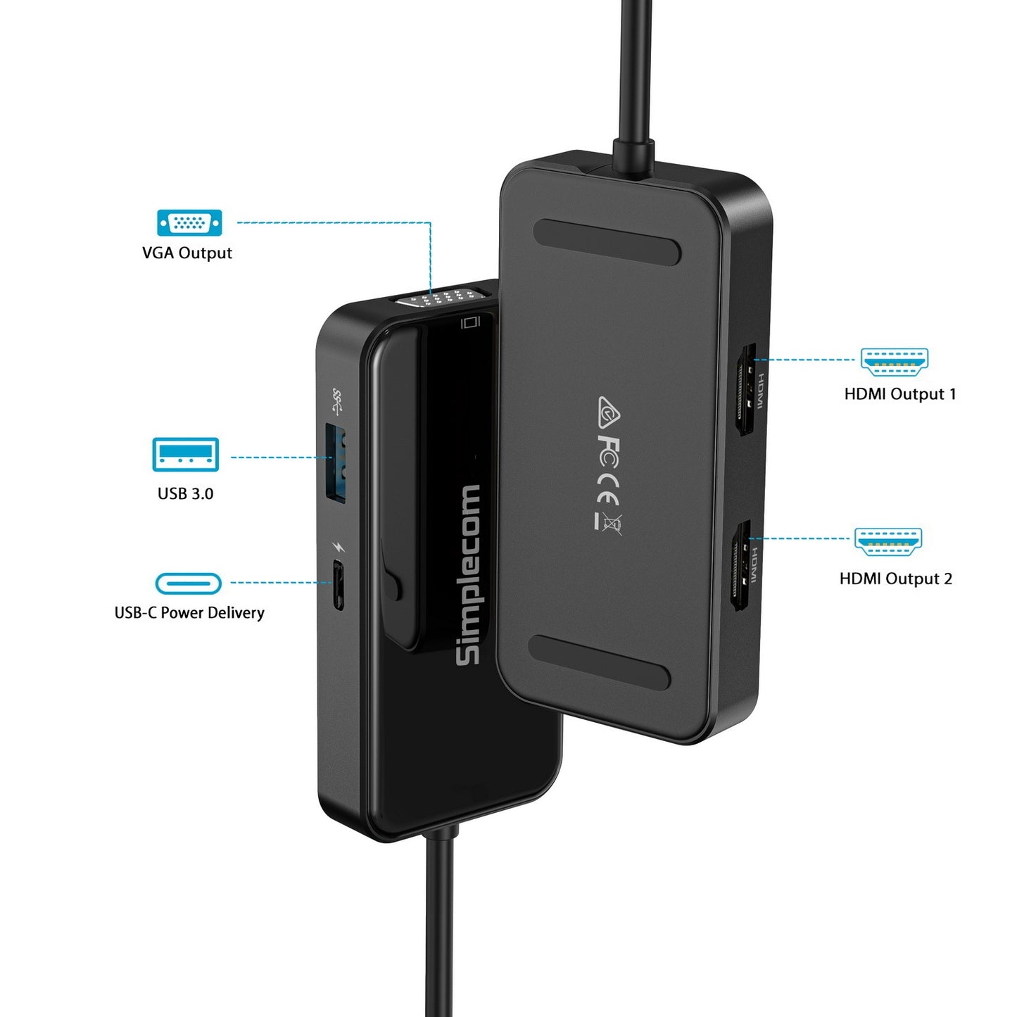 simplecom-5-in-1-usb-c-multiport-adapter-with-vga-dual-hdmi at www.mallsonline.com.au
