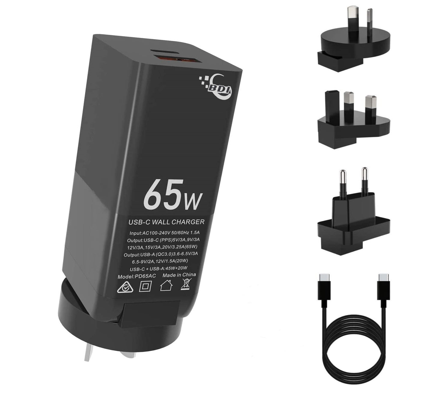 bdi-pd65ac-gan-65w-usb-c-pd-quick-charger www.mallsonline.com.au