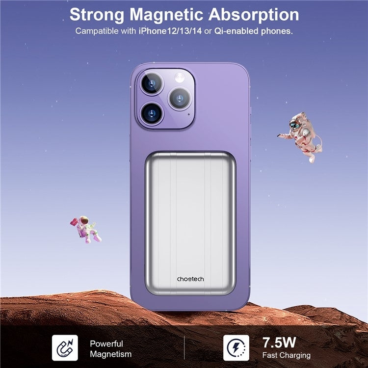 choetech-b655-sl-5000mah-magnetic-wireless-power-bank-10w-silver www.mallsonline.com.au