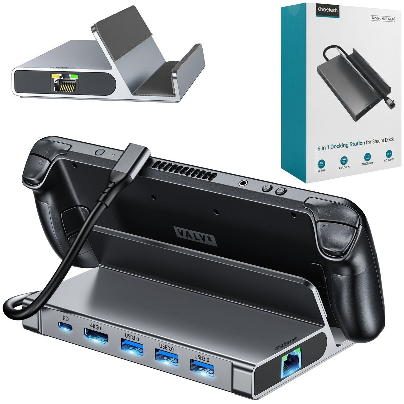 choetech-hub-m50-6-in-1-usb-c-100w-aluminum-steam-deck-docking-station www.mallsonline.com.au