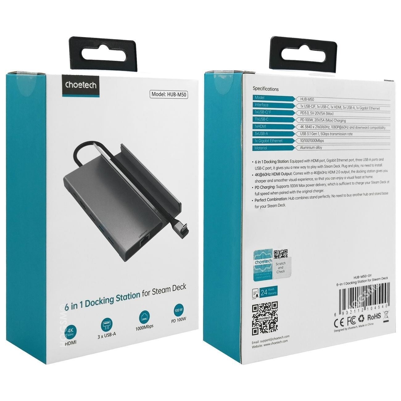 choetech-hub-m50-6-in-1-usb-c-100w-aluminum-steam-deck-docking-station www.mallsonline.com.au