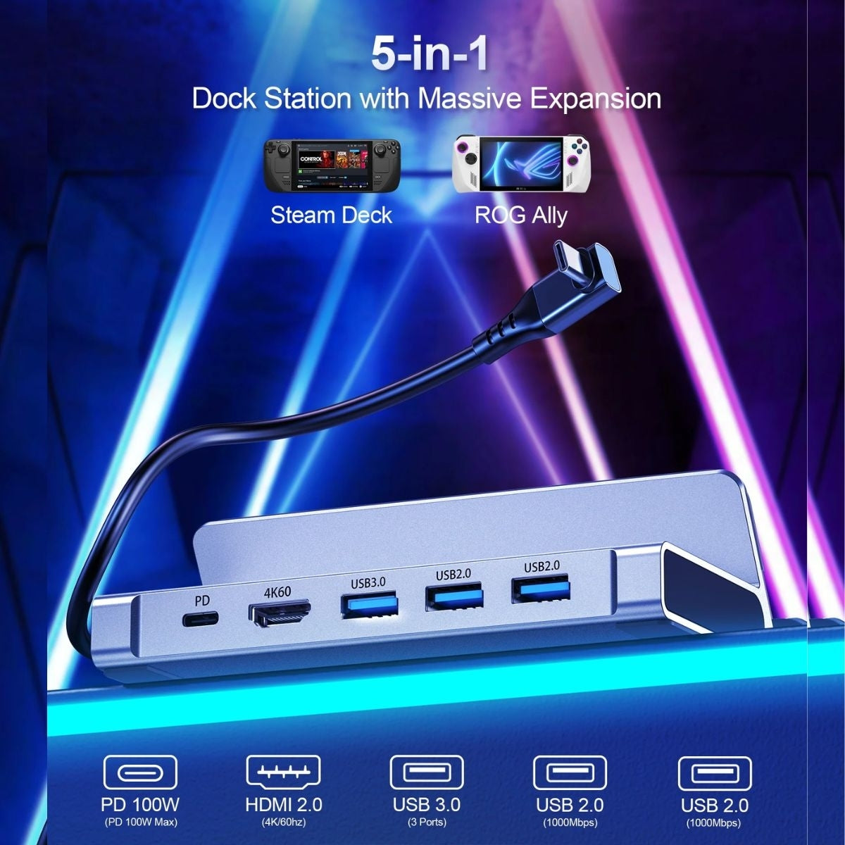 choetech-hub-m77-gy-pd100w-5-in-1-usb-c-pd-hdmi-usb-3-0a-f-usb2-0-steam-deck-docking-station www.mallsonline.com.au