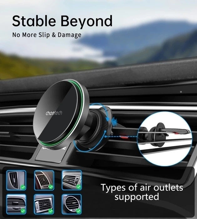choetech-t204-f-15w-magnetic-car-charger-holder-with-led-light-aluminium-alloy-housing www.mallsonline.com.au