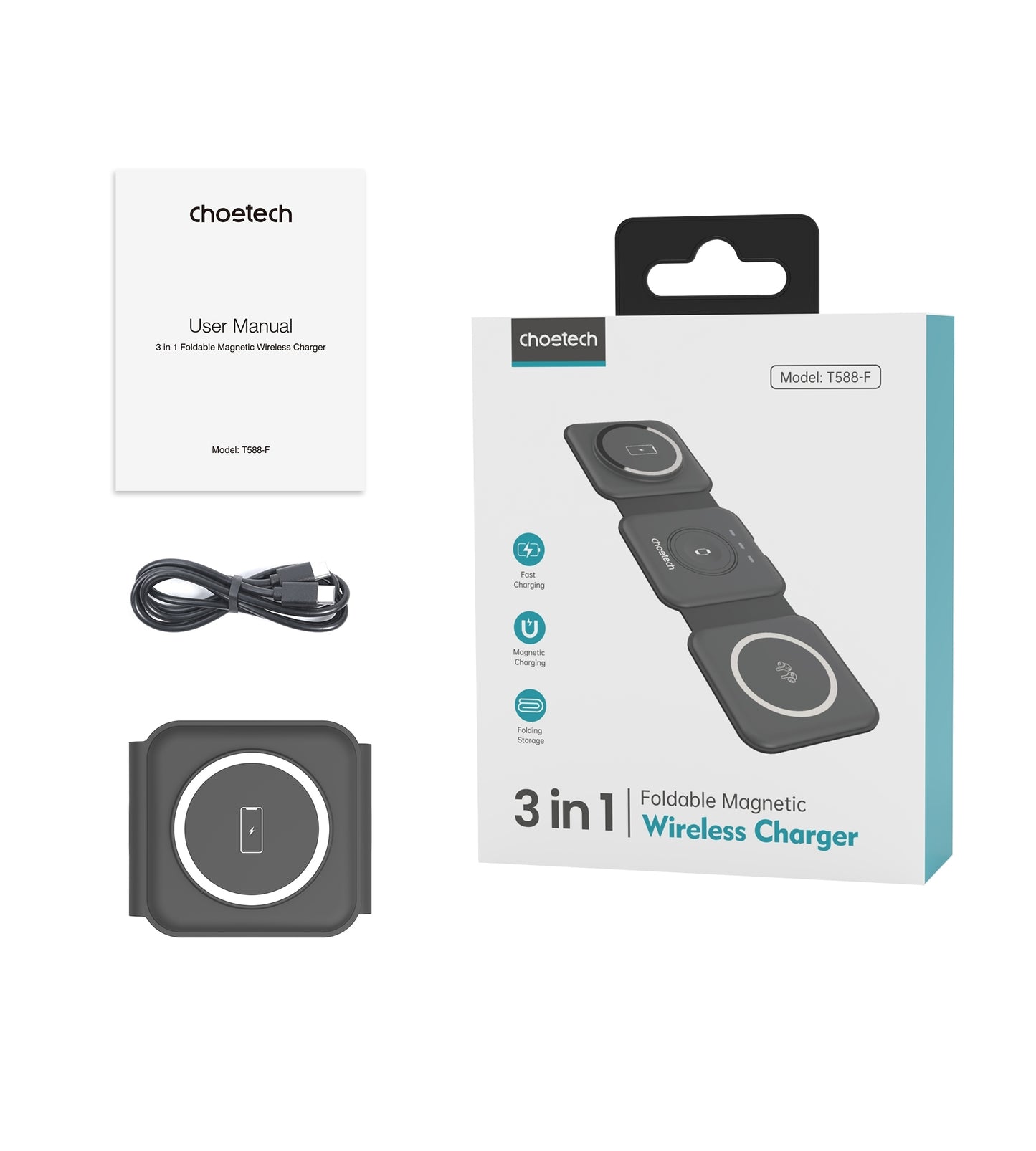 choetech-t588-f-bk-3-in-1-foldable-fast-wireless-charger-for-phone-watch-earphone www.mallsonline.com.au