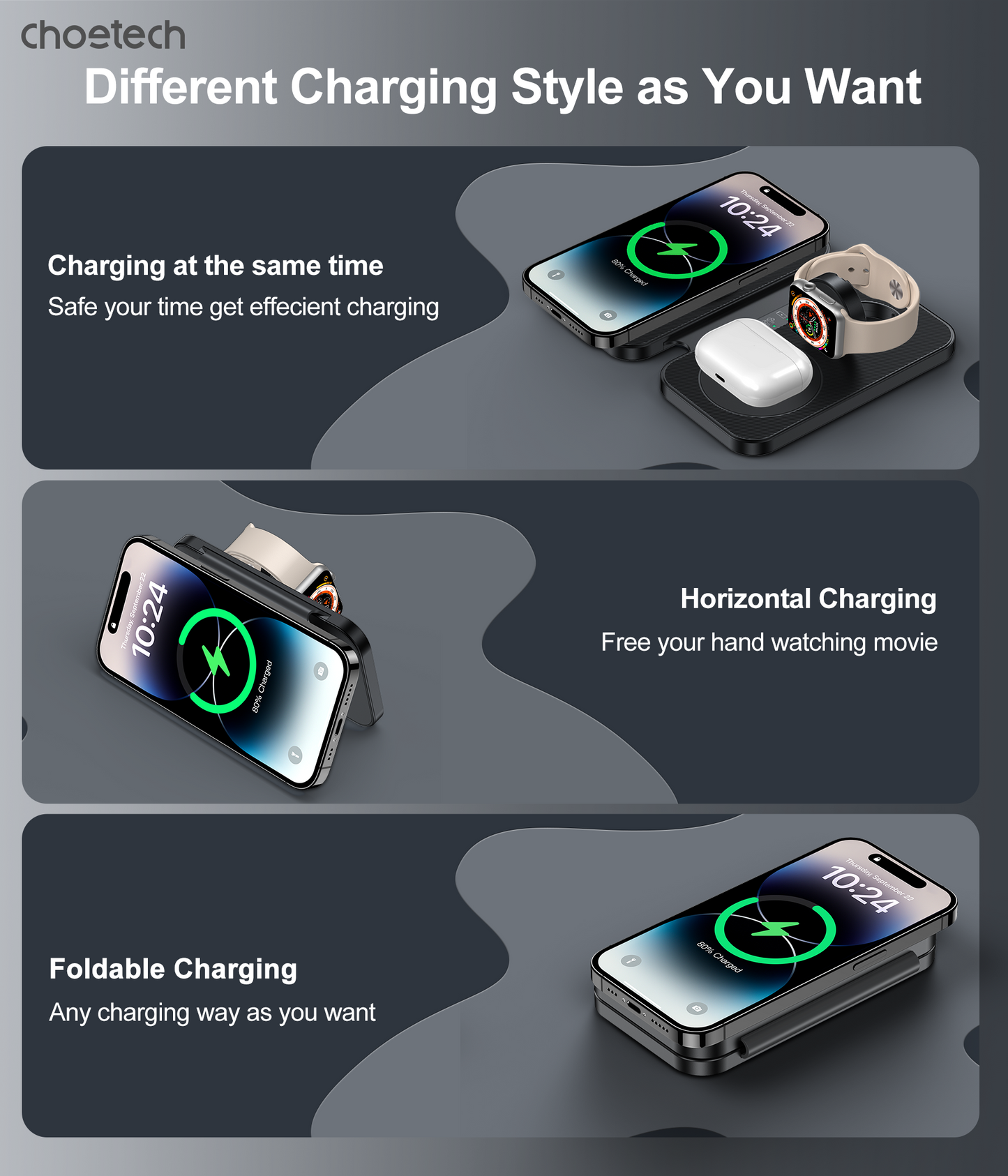choetech-t616-f-bk-3in1-magnetic-foldable-wireless-charger-black www.mallsonline.com.au