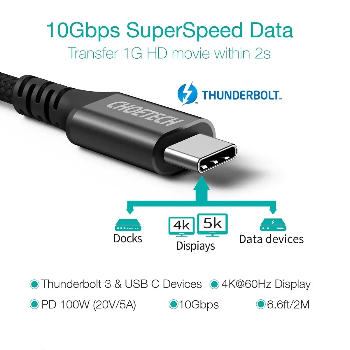 choetech-xcc-1027-usb-c-m-to-m-pd100w-5-cable-2m www.mallsonline.com.au
