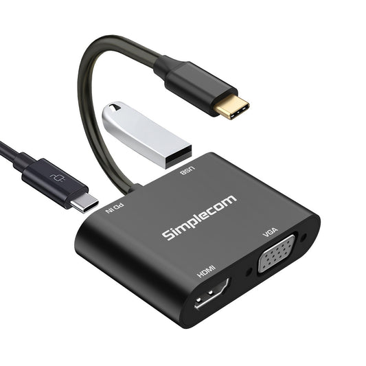 simplecom-da440-4-in-1-usb-c-multiport-adapter-with-power-delivery-usb-3-0-vga-hdmi www.mallsonline.com.au