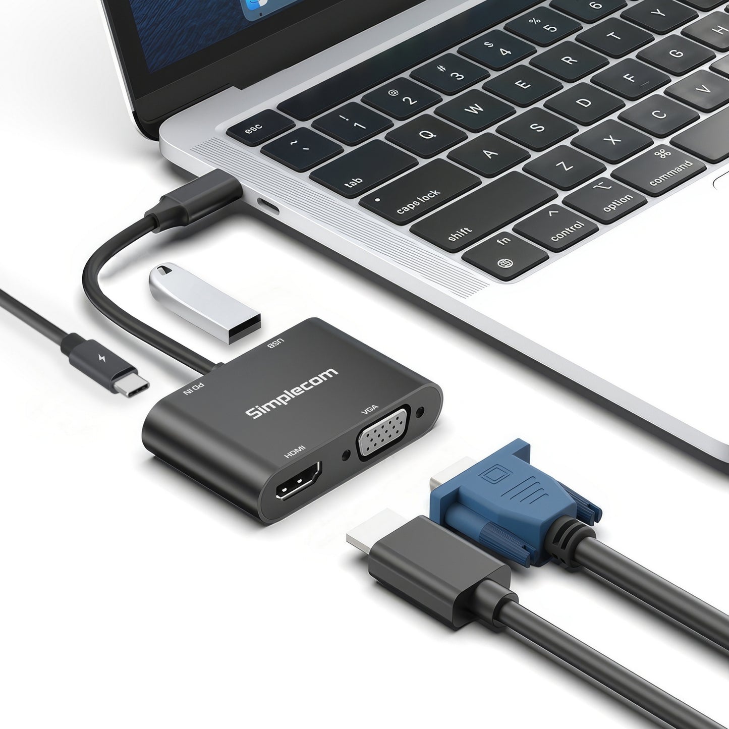 simplecom-da440-4-in-1-usb-c-multiport-adapter-with-power-delivery-usb-3-0-vga-hdmi www.mallsonline.com.au