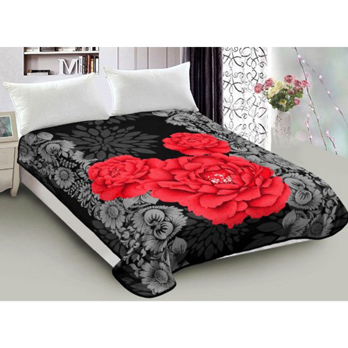 800gsm-luxury-reversible-mink-blanket-red-floral-queen-200-x-240-cm www.mallsonline.com.au