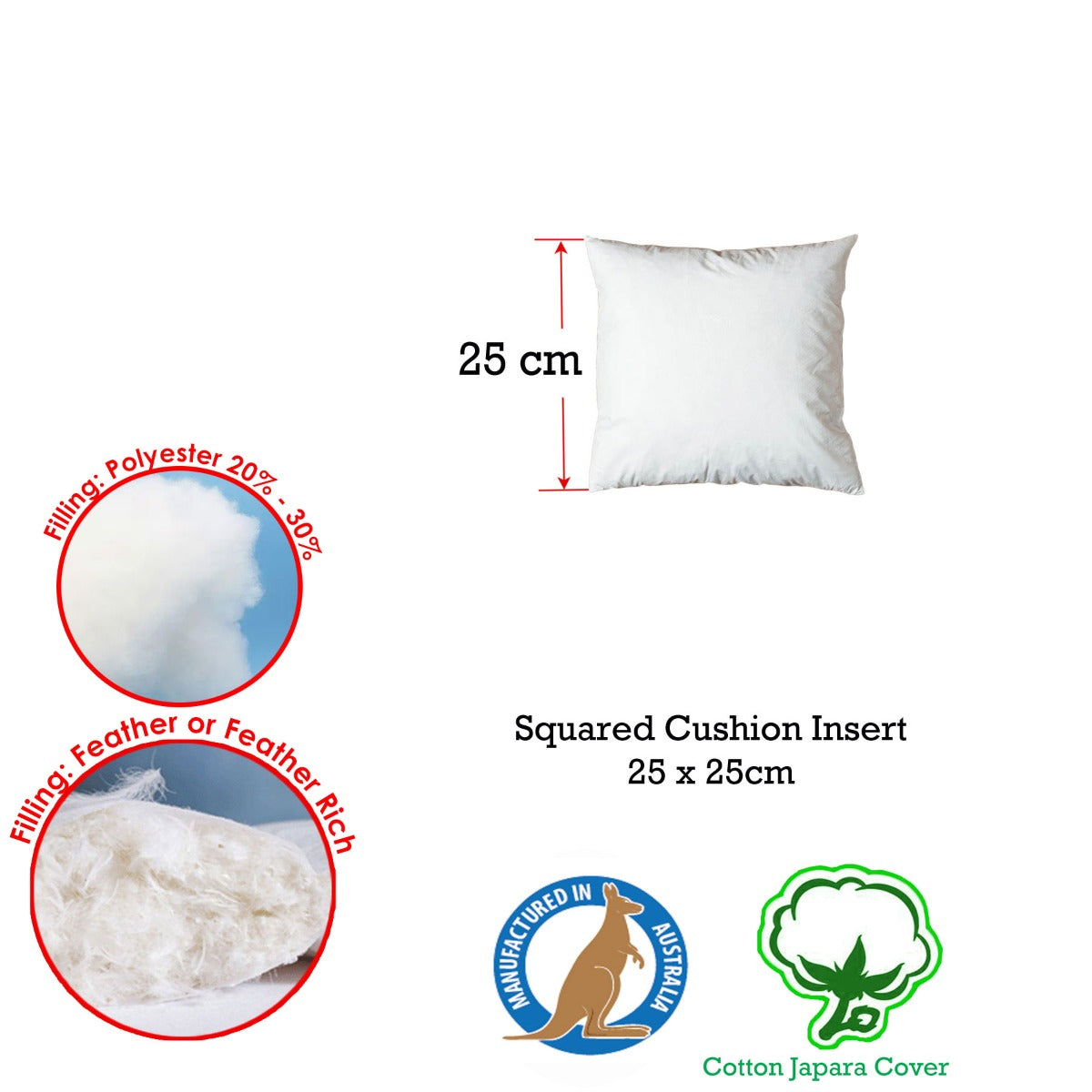 duck-feather-rich-fill-cushion-inserter-square-25-x-25cm www.mallsonline.com.au