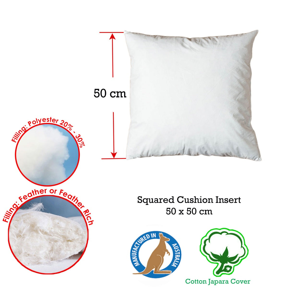 duck-feather-rich-fill-cushion-inserter-square-50-x-50cm www.mallsonline.com.au