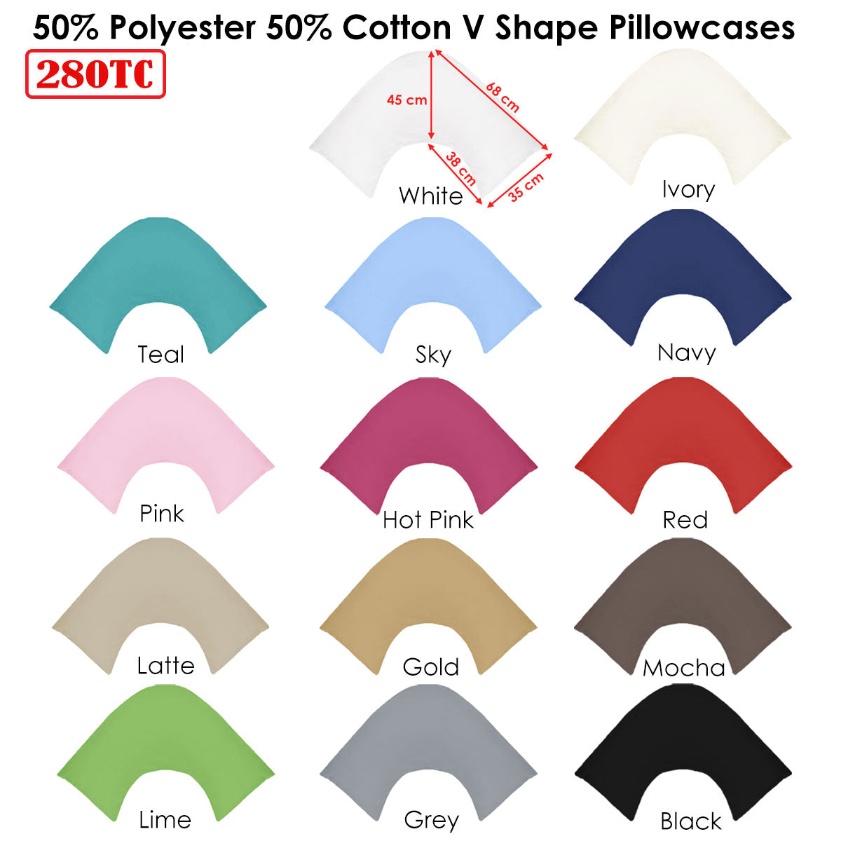 280tc-polyester-cotton-v-shape-pillowcase-grey www.mallsonline.com.au