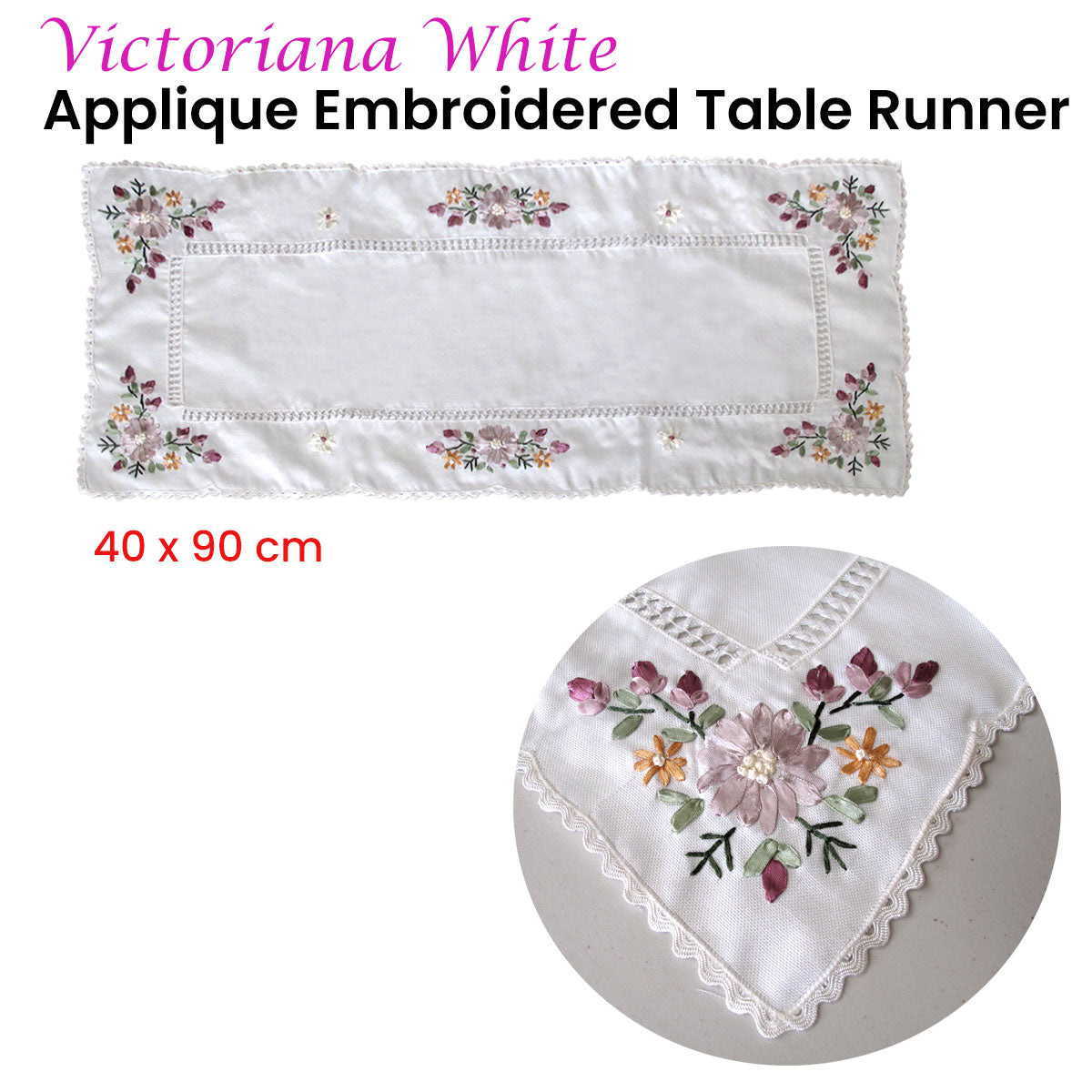 victoriana-white-applique-embroidered-table-runner-40-x-90-cm www.mallsonline.com.au